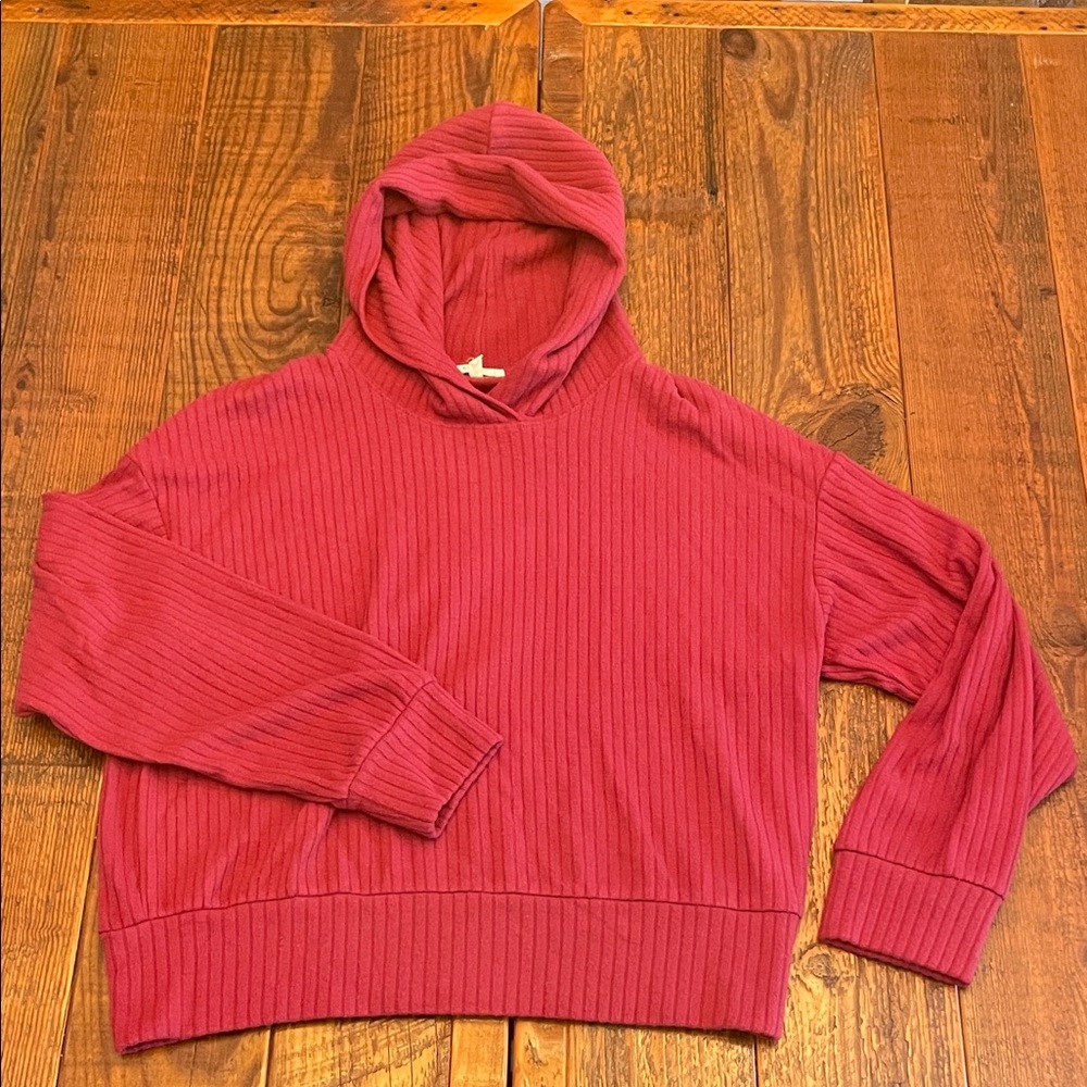 Splendid cranberry ribbed hoodie, size medium